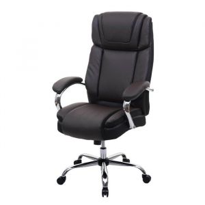 Décoshop26 Fauteuil chaise de bureau sur roulettes xxl pivotante jusqu'à 220kg synthétique marron 040005627