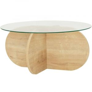 Dmora - Table basse Doliveir, Table basse, Porte-revues pour canapé, Etagère de salon, 75x75h35 cm, Chêne