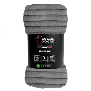 Soleil d'Ocre Couvre lit Flanelle et Velours 180x220 cm Himalaya Gris