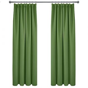 Deconovo - lot de 2 Rideaux Occultants Isolants Thermiques avec Galon Fronceur, Grande Taille, 140x210 cm, Vert d'herbe - Vert d'herbe