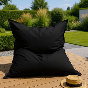 Concept-Usine Pouf rectangulaire d'ext&eacute;rieur XXL 180x140cm noir MOKU