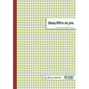 Image de Exacompta 13146E Devis Offre de Prix 29,7/21 50 Feuillets Triples Autocopiants