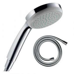 Image de Hansgrohe Pommeau de douche Croma 100 EcoSmart chrom&eacute; + flexible de douche 2 m Isiflex chrom&eacute;