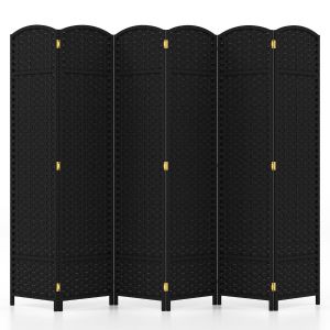 Paravent de chambre Coast - 6 pièces - Cadre en bois massif - 40 x 13 x 170 cm - Noir