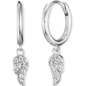 Engelsrufer Boucles d'oreilles cr&eacute;oles pour femme en argent sterling avec ailes mobiles &ndash; Fermeture &agrave; clip &ndash; Sans nickel, 23mm, Argent sterling, Zircone cubique