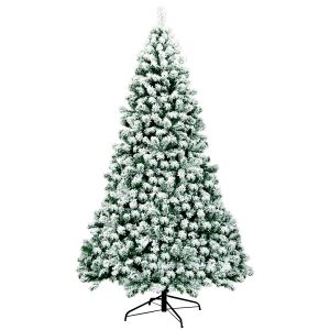 Coast 225 cm sapin de No&euml;l enneig&eacute; illumin&eacute; avec support m&eacute;tallique pliant vert + blanc