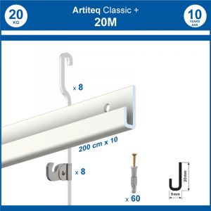 Newly Pack cimaises Gallery + 20 mètres - Blanc - 9 mm