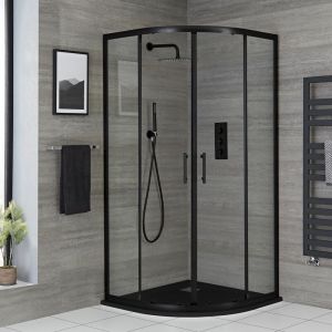 Hudson Reed Porte de douche quart de cercle - Noir &ndash; Choix de tailles &ndash; Nox