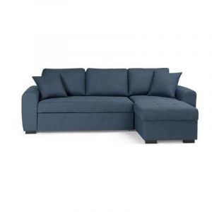 Canap&eacute; d'angle convertible r&eacute;versible Tissu Bleu HAMILTON L 244 x P 151 x H 90 Fabriqu&eacute; en Ukraine
