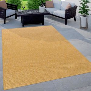 Paco Home - Tapis Int&eacute;rieur Et Ext&eacute;rieur Balcon Terrasse Tapis Cuisine Monochrome Mouchet&eacute; 140x200 cm, Jaune