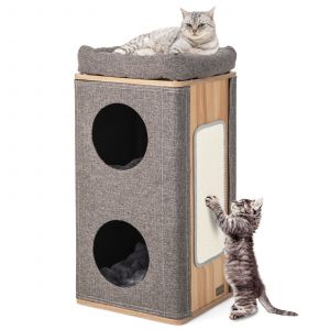 Coast Maison pour chat - 2 étages - Max. 20 kg - Gris / Bois