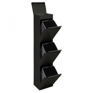 ARREGUI Top CR326-B Poubelle de recyclage en acier, poubelle de tri sélectif, 3 seaux, avec plateau supérieur multifonction, 3 x 17 L (51 L), noir