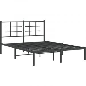 VidaXL Cadre de lit métal avec tête de lit noir 140x190 cm