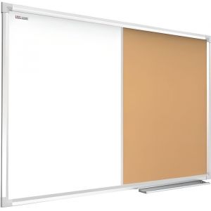 ALLboards Tableau Combi 2 en 1, Blanc Magn&eacute;tique Effa&ccedil;able &agrave; Sec et en Li&egrave;ge avec Cadre en Aluminium 90x60cm
