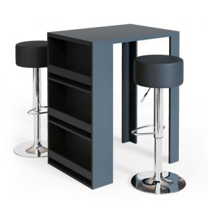 Vicco Table de bar avec étagère et compartiments table de café Anthracite