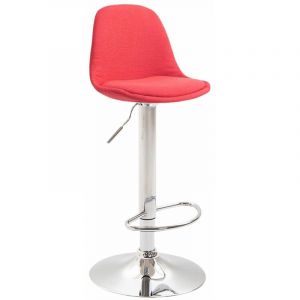 Image de CLP Tabouret de bar Kiel en tissu rouge Chrome