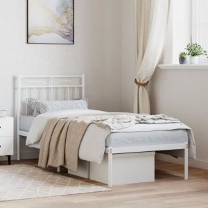 VidaXL Cadre de lit métal avec tête de lit blanc 80x200 cm