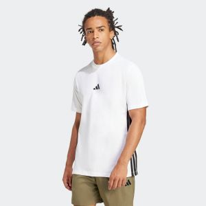 Adidas T-shirt Essentials Single 3 Stripes manches courtes blanc noir pur - M
