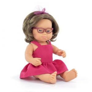Miniland Baby Poupée caucasienne trisomique et lunettes 38c MF&M