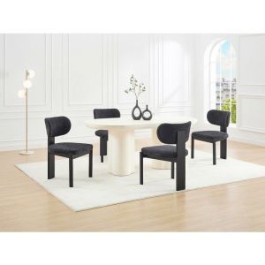 Image de Lot de 2 chaises en tissu bouclette et bois d'h&eacute;v&eacute;a - Noir - WILANA