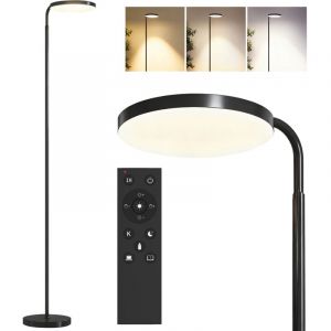 Homcom Lampadaire LED - intensit&eacute; variable, t&ecirc;te rotative 350 &deg;, t&eacute;l&eacute;commande magn&eacute;tique - acier et acrylique - 41x25x177cm - noir