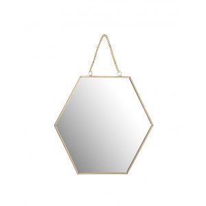 Image de Wadiga Miroir Doré Suspendu Forme Alvéole avec Chaînette - 20x18.5x1cm 0,000000