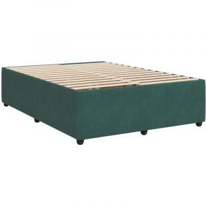 VidaXL Cadre de lit Vert foncé 160x200 cm Velours, sommier, cadre de lit plateforme, cadre de lit rembourré, meuble de chambre à coucher