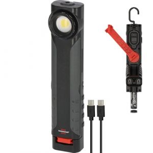Brennenstuhl HL 600 AD Lampe &agrave; main LED &agrave; dynamo avec c&acirc;ble USB C (600 + 180 lm, IP54, IK08, lampe de travail &agrave; batterie avec jusqu'&agrave; 15 heures d'autonomie, crochet et aimants int&eacute;gr&eacute;s)