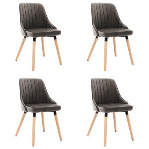 Image de VidaXL Chaises de Salle à Manger Velours 4 pcs Gris Foncé
