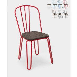 Image de Ahd Amazing Home Design Chaises industrielles en acier Tolix pour bar et cuisine design Ferr, Couleur: Rouge