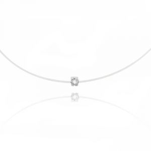 Image de Rêve de diamants CDMCO107C - Collier monté sur fil transparent en argent 925/1000 et diamant