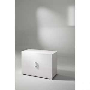 Image de Alter Dmora Meuble d'entrée avec 2 portes battantes, 100% Made in Italy, Meuble bas multifonctionnel avec 1 étagère, Meuble à chaussures moderne, 90x45h66 cm, Couleur blanc