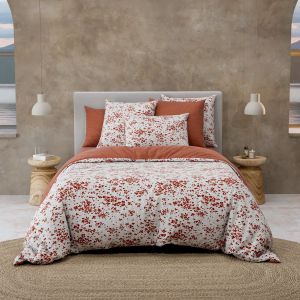 Anne de Solène Parure de lit percale rouge 260x240 + 2x65x65 cm