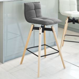 Sobuy FST45-DG Tabouret de bar cuisine rotatif à 360° avec dossier et repose-pieds fauteuil bistrot haute qualité