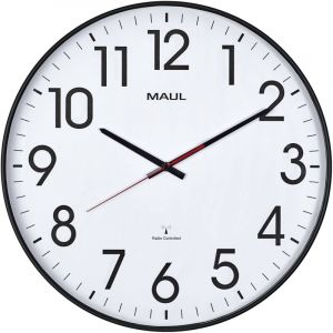 Maul Horloge Murale climb Ø 47 cm | Horloge radiopilotée Grande | Modèle élégant d'un Design Moderne pour Le Bureau et Les salles d'entrée | Bien lisible grâce aux Grands Chiffres | Noir