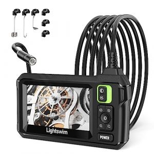 Endoscope Industriel HD 1920p, Endoscope numérique Lightswim étanche 4,3" écran LCD caméra d'inspection Serpent avec 8 lumières LED, câble Semi-Rigide de 5 m