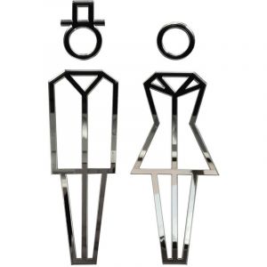 PIctogramme WC Hommes . Femmes relief en plexi - Plexi miroir argent