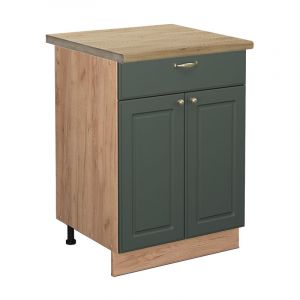 Vicco meuble cuisine Fame-Line, Vert Or Campagne, 60 cm avec tiroir, PA Chêne