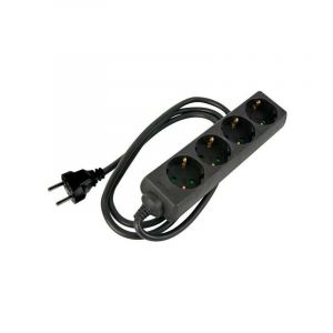 HQ-Power HQ-Power Socket, 4 prises avec terre (Schuko, type F), câble 5 m, 3G2.5, avec manchon rétractable pour l'étiquetage, usage intérieur, noir