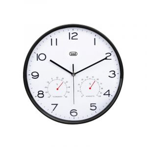 Trevi Om 3510 T Horloge Murale avec thermomètre et hygromètre, diamètre 30 cm, Mouvement Silencieux de Balayage