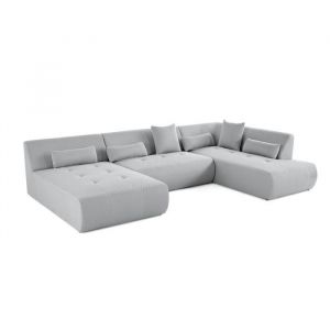 Onyx - canapé panoramique d'angle droit - 7 places - en tissu mailles 3D - Gris clair