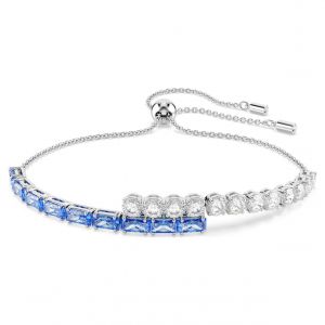 Swarovski Bracelet Matrix, Tailles Variées, Bleu, Métal Rhodié