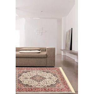 Abc Tapis beige rectangulaire, l.100 x L.140 cm viscose Farshian médaillon 303