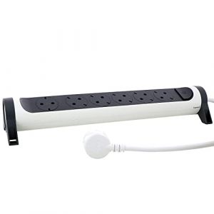 Legrand Multiprise rotative, 6 prises, montage mural ou sur table, interrupteur marche/arrêt LED, câble de 1,5 m, blanc et gris foncé, 694533