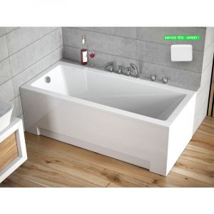 Baignoire rectangulaire 170 x 70 cm - avec Tablier Blanc et Repose T&ecirc;te OFFERT MODERN