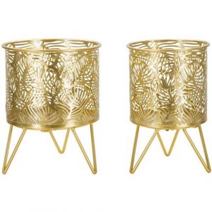 Mauro Ferretti - Set de 2 cache-pots en métal doré Naty