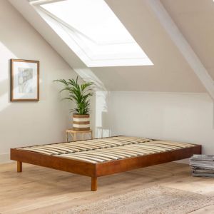 Terre de Nuit Sommier kit en bois massif marron châtaigne 140x190