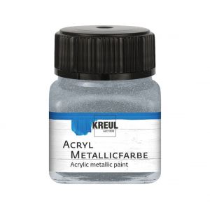Image de C.Kreul 77272 - Peinture acrylique métallisée, 20 ml verre argenté, peinture acrylique glamour à effet métallique à base d'eau, couvrante et crémeuse, séchage rapide et résistante à l'eau