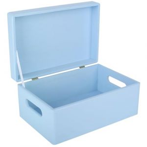 Creative Deco Grande Boite Rangement en Bois à Décorer Bleu 30 x 20 x 14 cm (+/- 1 cm)