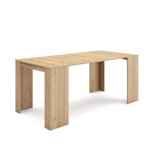 Skraut Home | Table Console Extensible | Console Meuble | 180 | pour 8 Personnes | Table à Manger | Style Moderne | Chêne